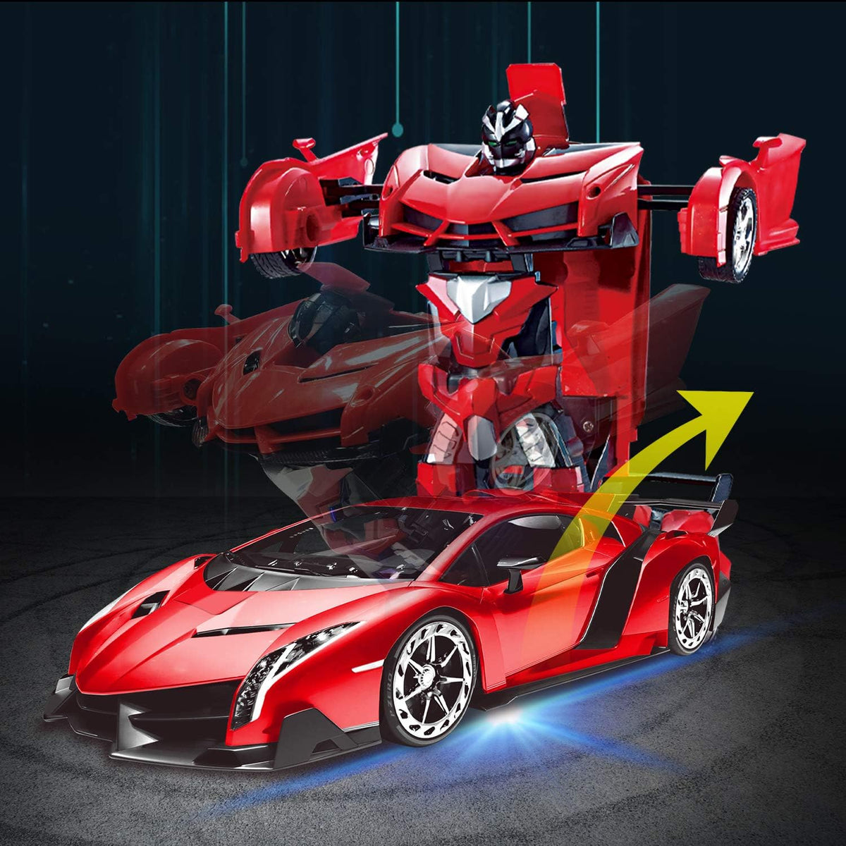 AMENON Remote Control Car, Transform Robot Toys for Boys Teens - Red - image 3