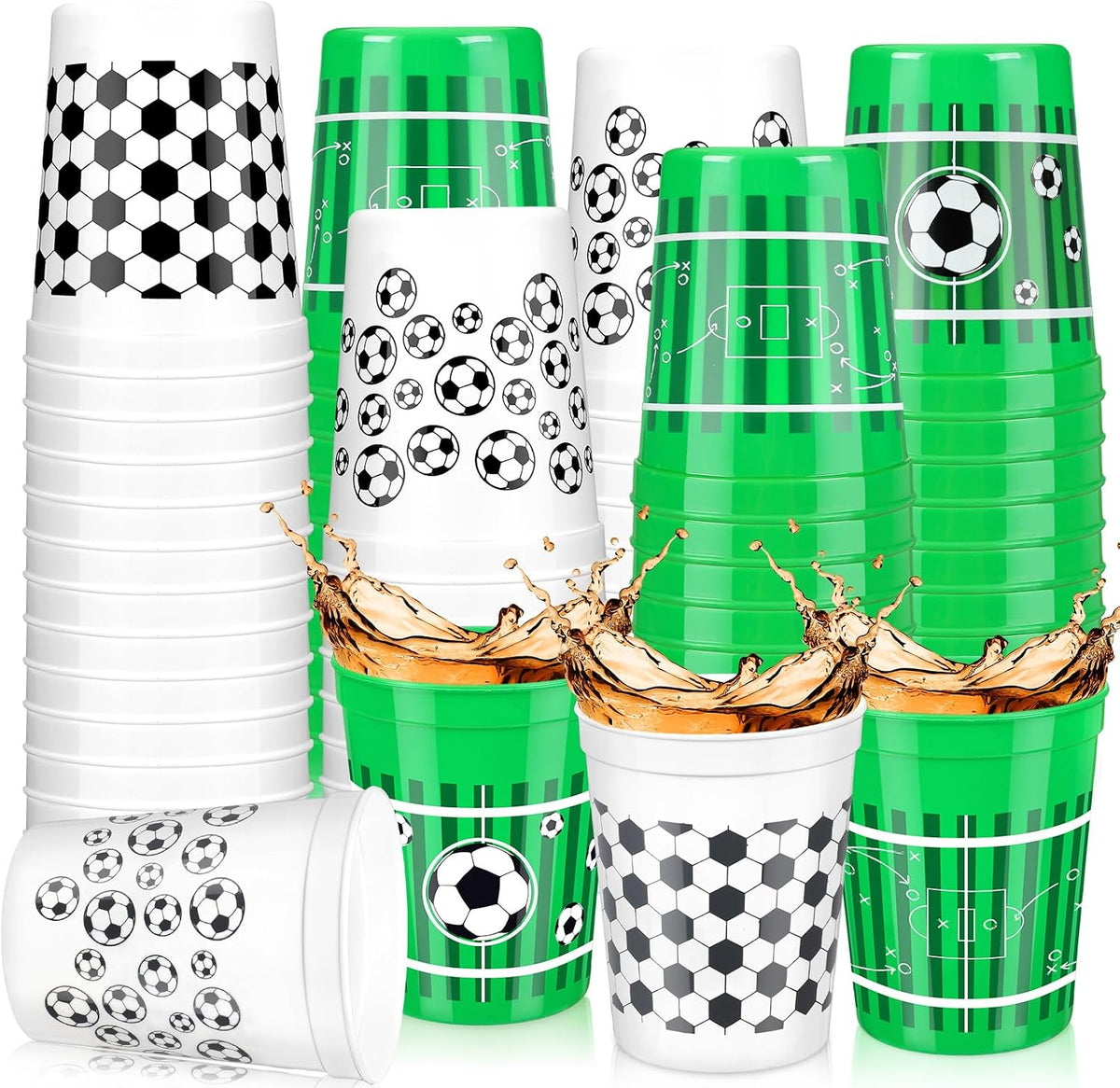 Norme 24 reusable plastic soccer party cups in 4 printed styles - view 7
