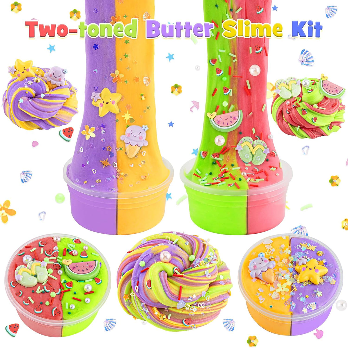LAWOHO 18 pack butter slime kit for girls with slime add-ins and charms - view 7