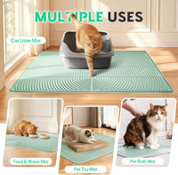 Cat Litter Mat,47" x 35" Extra Large Silicone Waterproof Litter Trapping Mat for Scatter Control - 40" x 28" / Khaki - image 3