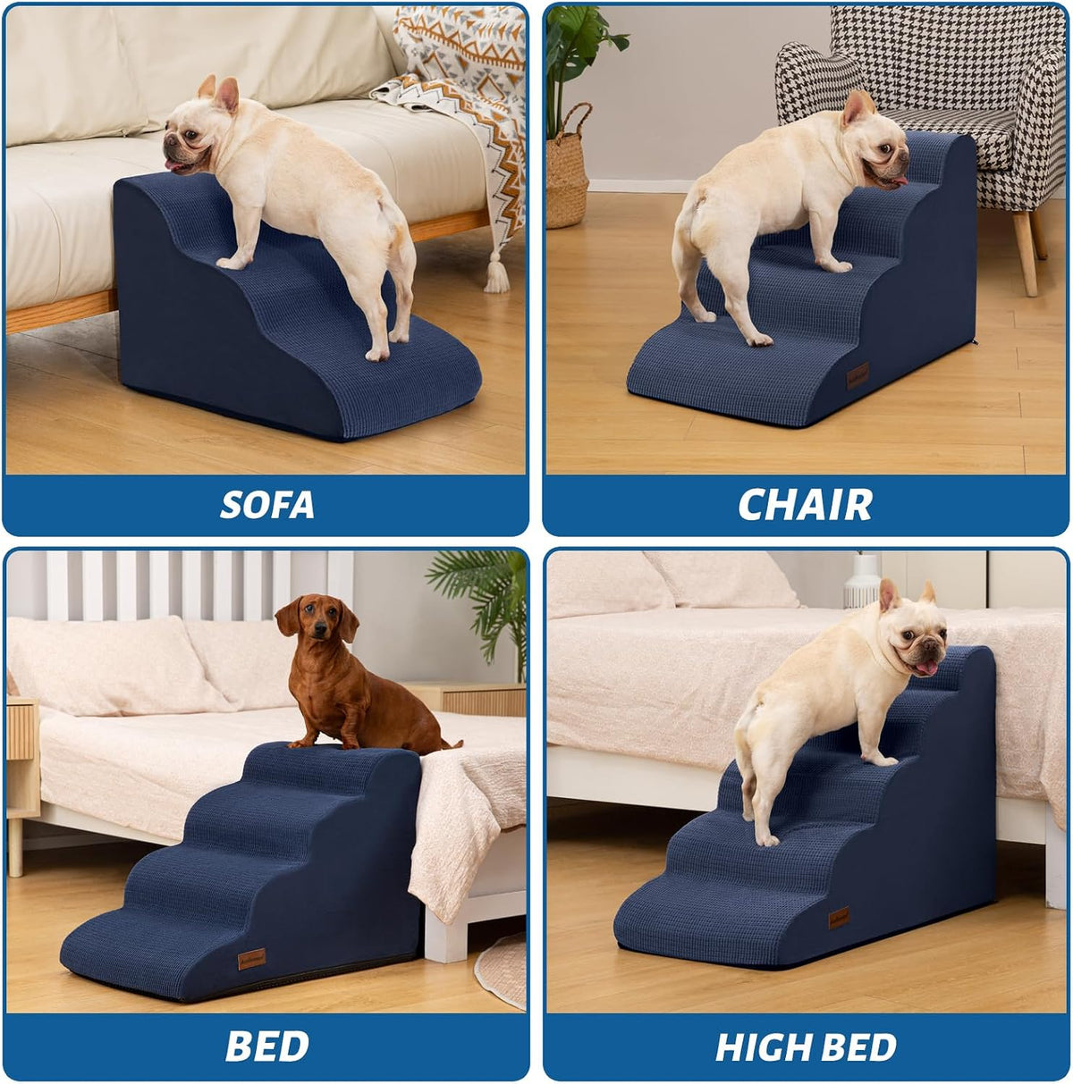 Dog Stairs for Small Dogs and Cats - Blue / 5 / Standard 5-Step 22.2"H - image 3
