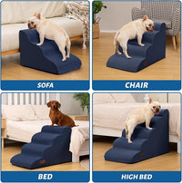 5-Step Dog Stairs and Ramp for High Bed, Non-Slip Sturdy Pet Steps for Small Dogs and Cats,22.2" H,Blue