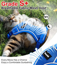 Cat Harness and Leash for Walking Escape Proof Soft Adjustable Cat - Blue / XS (4-6lb) - image 3