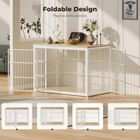 Lyromix 54" Dog Crate Furniture with Foldable Door - Natural Beech / 53.8"L x 31.9"W x 37.2"H - image 2