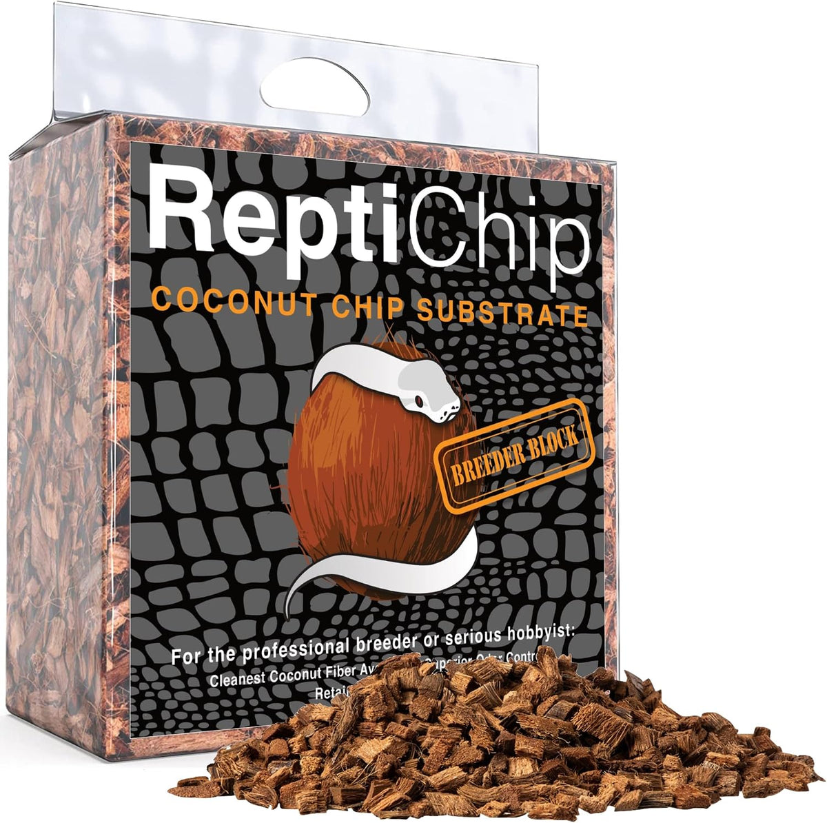 ReptiChip Reptile Substrate Coconut Chip Bedding 72 Quart Compressed - 1 Breeder Block
