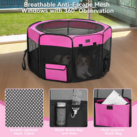 PETSFIT Portable Dog Playpen 36", Removable Waterproof Mat - Pink / Small (29.5"x29.5"x16.5") - image 4