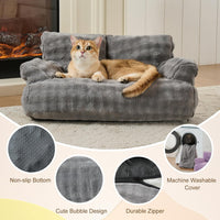 Cat Couch Bed, Cute Pet Sofa for Indoor Cats, 26"x15" - Grey / 26"L x 15"W x 12.5"Th - image 3