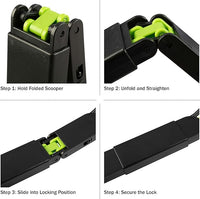 PETMAKER Pooper Scooper - Foldable Cat and Dog Poop Scoop with Ergonomic Handle - Enables One-Handed Use on Concrete, Grass, and Gravel (Green)