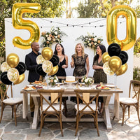 TONIFUL 4 Set Black Gold Balloon Stand Balloon Centerpieces for Table – Fun for Kids & Family - Black Gold-foil Gold 50 / 4 Set Balloon Stand-Number Balloon - image 4
