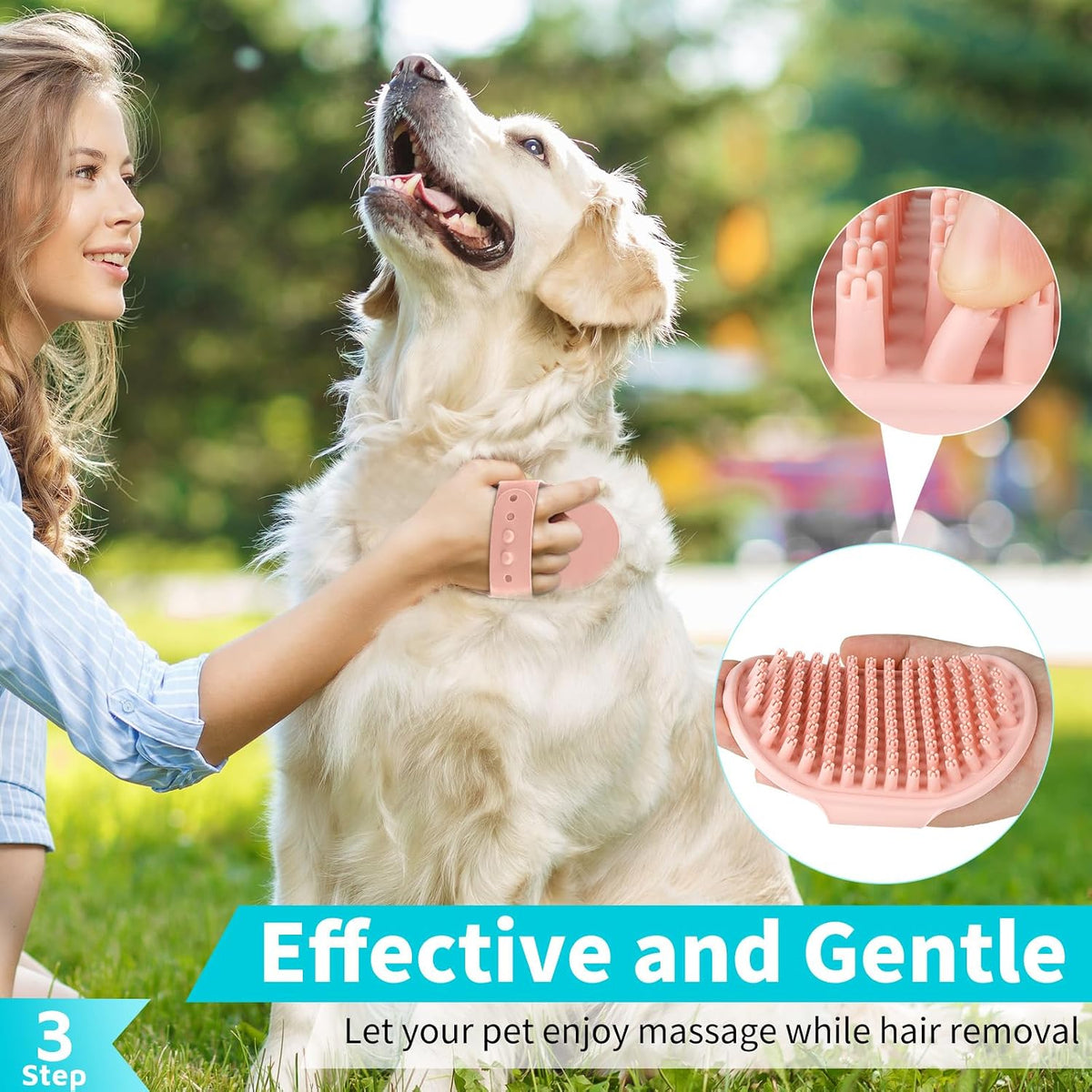 3-in-1 Dog Grooming Brush - Blue Blue Blue - image 3