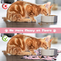 Cat Food Mats for Floor, Dog Pet Water Bowl Feeding Placemats for Food and Water Grey 17.7 * 9.8 - Dark Pink / 23.6"L x 13.7"W - image 4