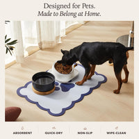 Scalloped Dog Feeding Mat, Beige White, 14" X 19” – Essentials for Dogs - Navy / 19"L x 14"W - image 3