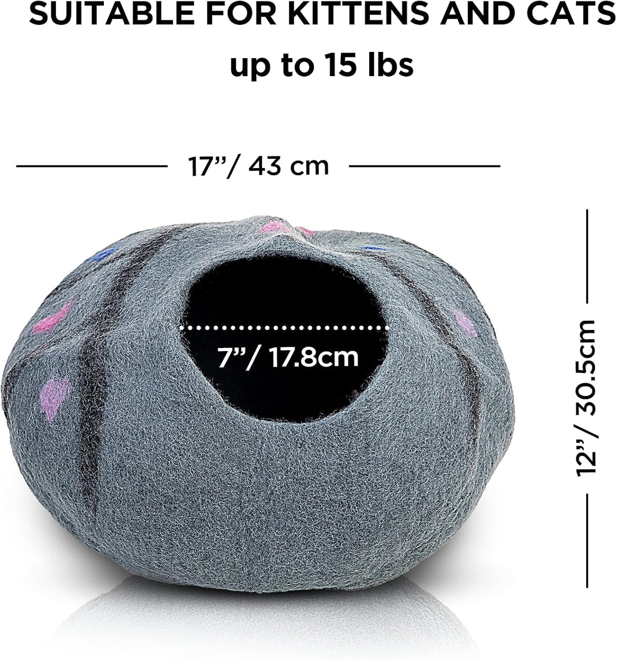Woolygon Felt Cat Cave Bed, Merino Wool, Handcrafted – Essentials for Cats - Enchanted - image 3