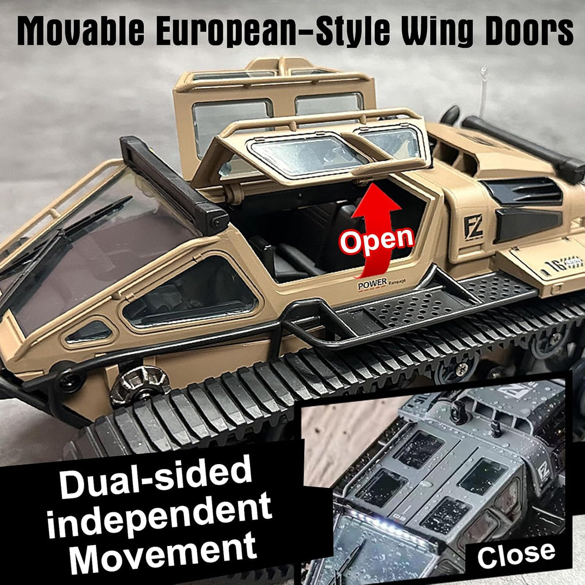 XINGRUI 1:16 Scale Remote Control Car Military Crawler Off-Road RC - Dark Grey - image 3