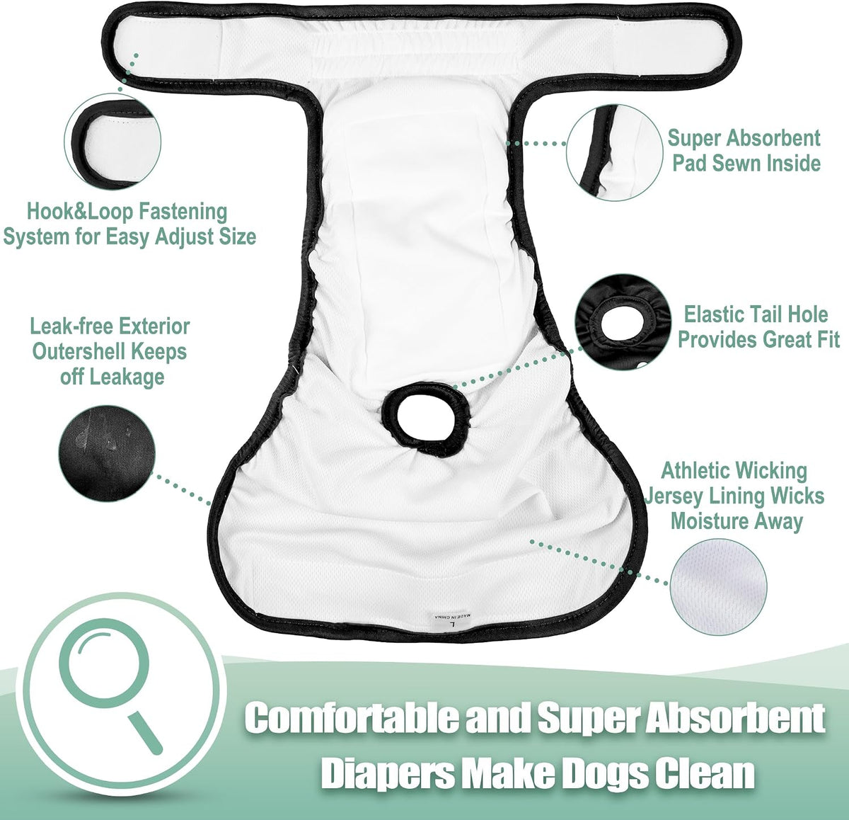 wegreeco Washable Reusable Premium Female Dog Diapers - Small / Black - image 4
