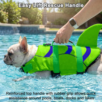 Fragralley Shark Dog Life Jacket - Medium / Green-Wave Shark - image 4