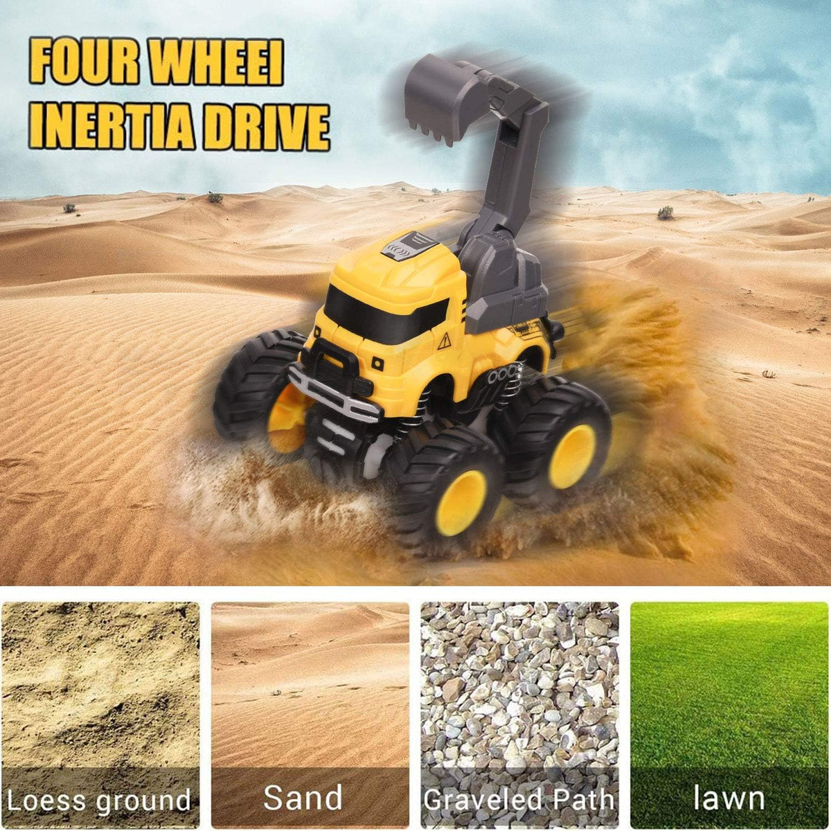 Construction Toys, Mixer Excavator Crane Dump Truck Toy for Boys Age 4-7 – Fun for Kids & Family - Yellow, Black, Grey - image 4