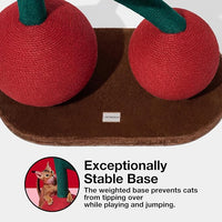 VETRESKA Cat Scratching Post, Large Cherry Cat Scratcher with Hammock, Tall Cat Scratch Interactive Toy with Natural Sisal Rope for Indoor Cats, Kittens