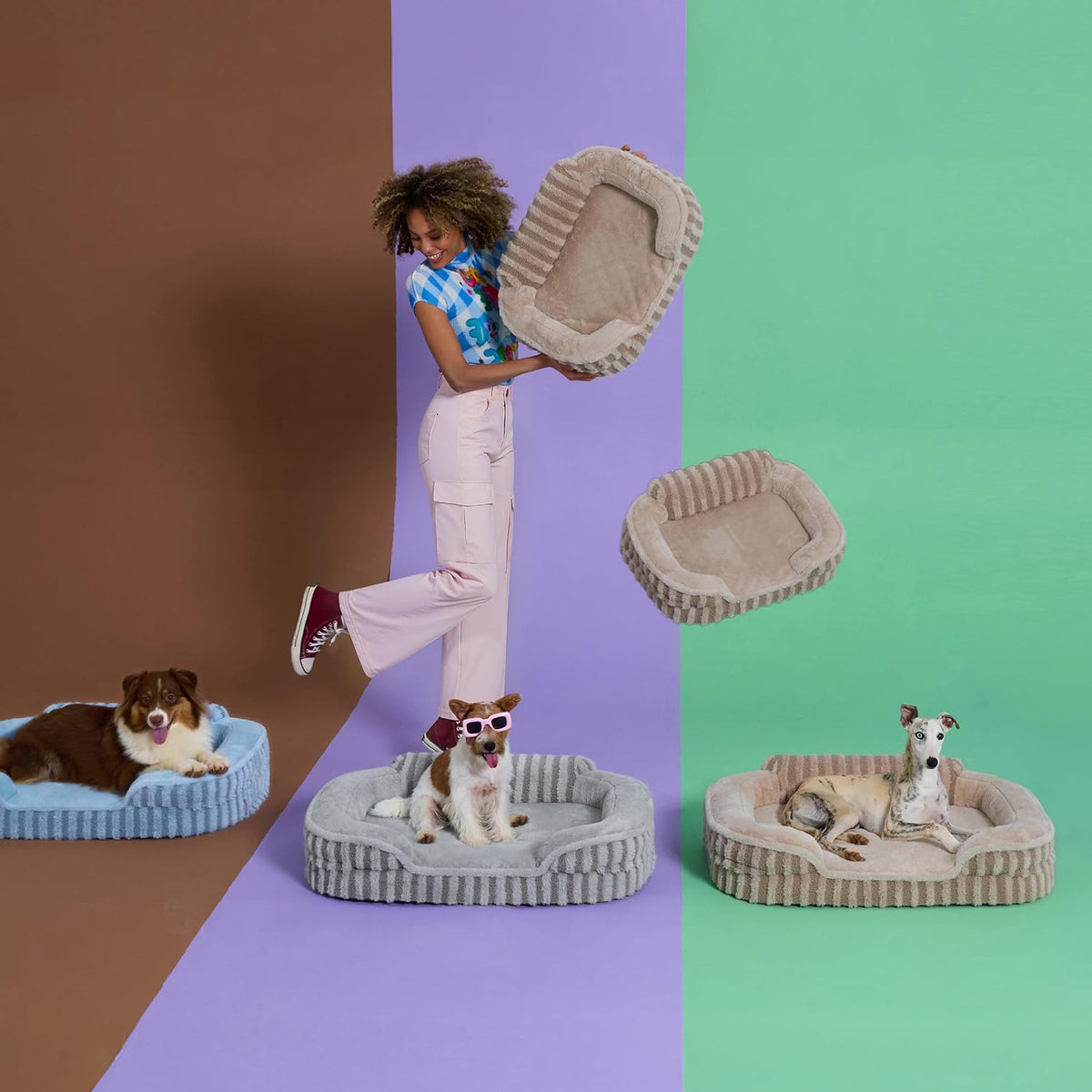 LE SURE Cute Cozy High Back Orthopedic Dog Beds Medium Size Dog - 35.0"l X 25.0"w X 7.0"th / Hazel - image 2