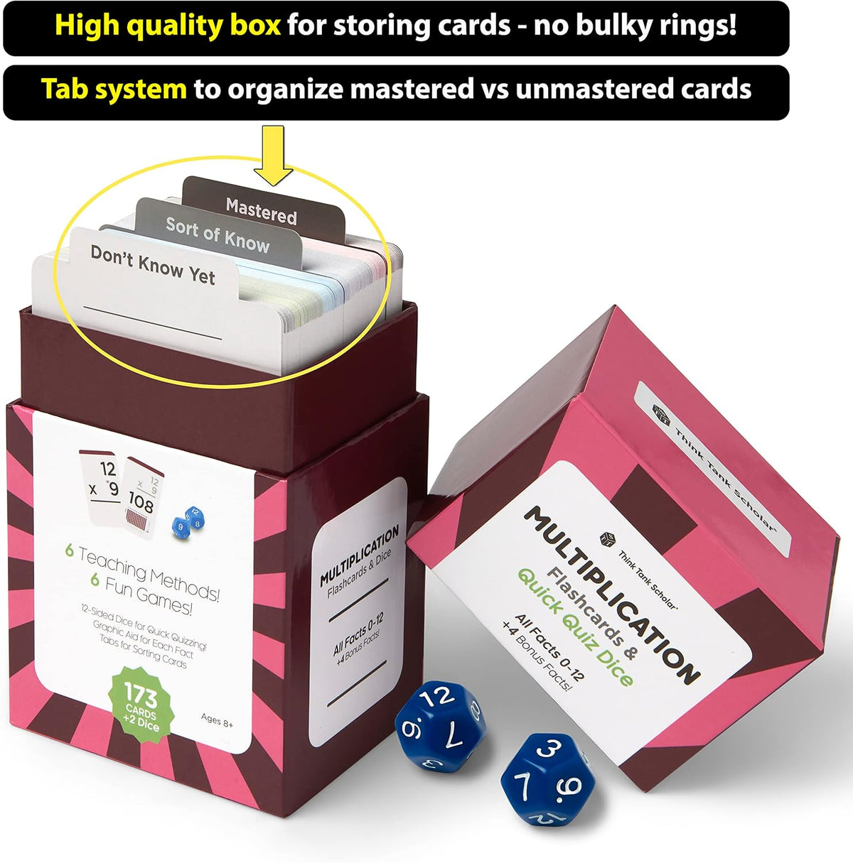 Award-Winning Multiplication Flash Cards, 173 Jumbo Cards - 2 Dice + Mult - image 4
