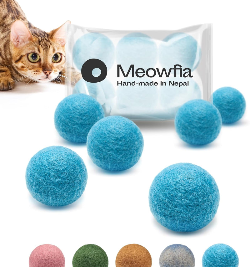 MEOWFIA Wool Ball Toys, Perfect with Cat Cave, Silent - Aquamarine / 2.0 Inch