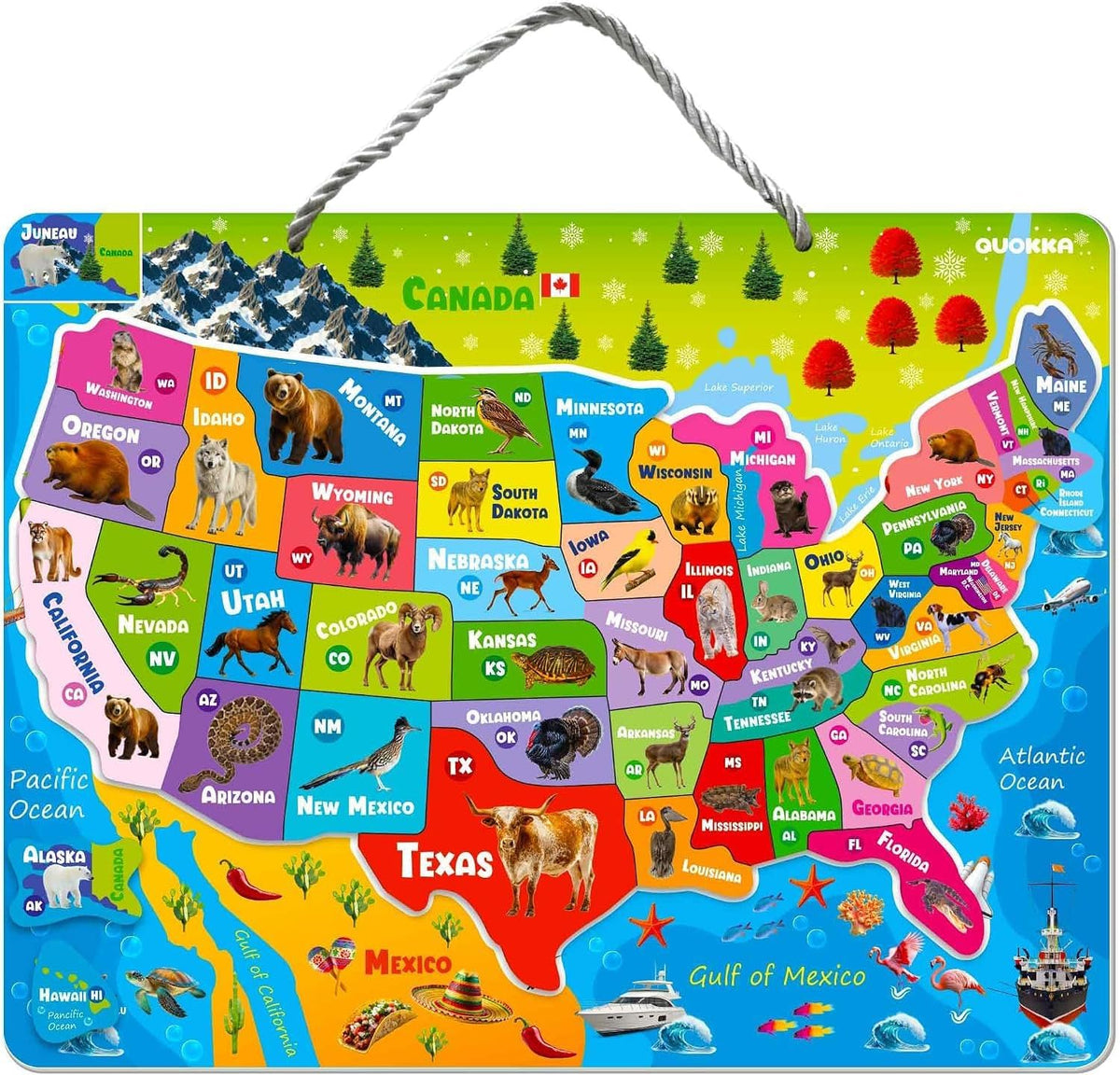US Map Puzzles for Kids Ages 4-6 - Magnetic USA Puzzle