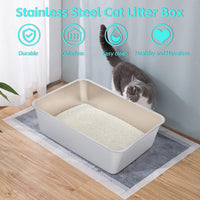 Stainless Steel Litter Box 2 Pack，Metal Litter Box - 2packs-XXL-8" H - image 4
