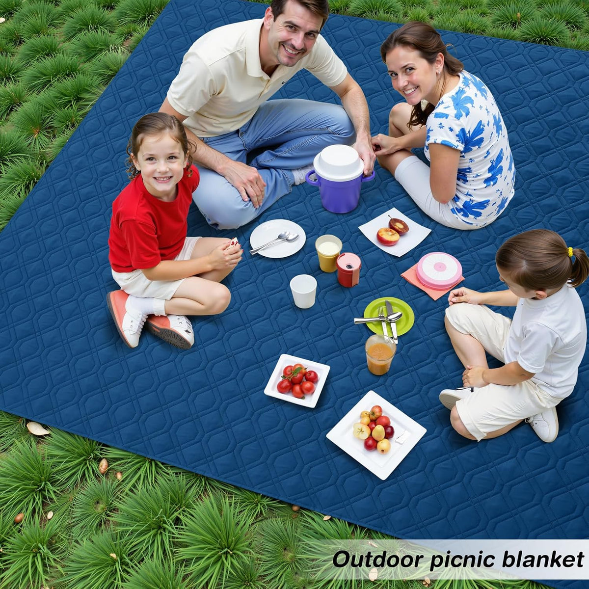 Waterproof Dog Bed Blanket - Navy Blue+blue / Geometric / 52x82 Inch - image 3