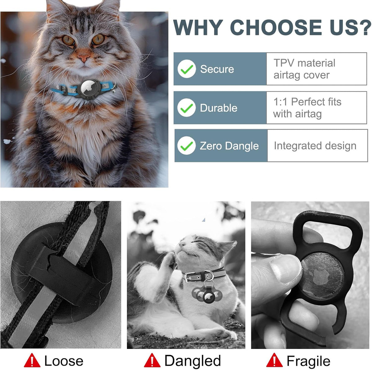 Reflective AirTag Cat Collar - Blue / S(9"-13") - image 3
