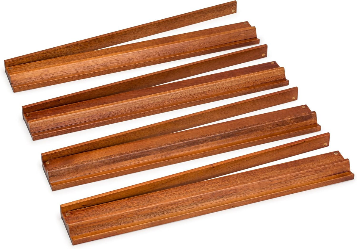 Yellow Mountain Imports chestnut wooden mahjong racks with magnetic pushers, set of 4, 18 inches - view 7
