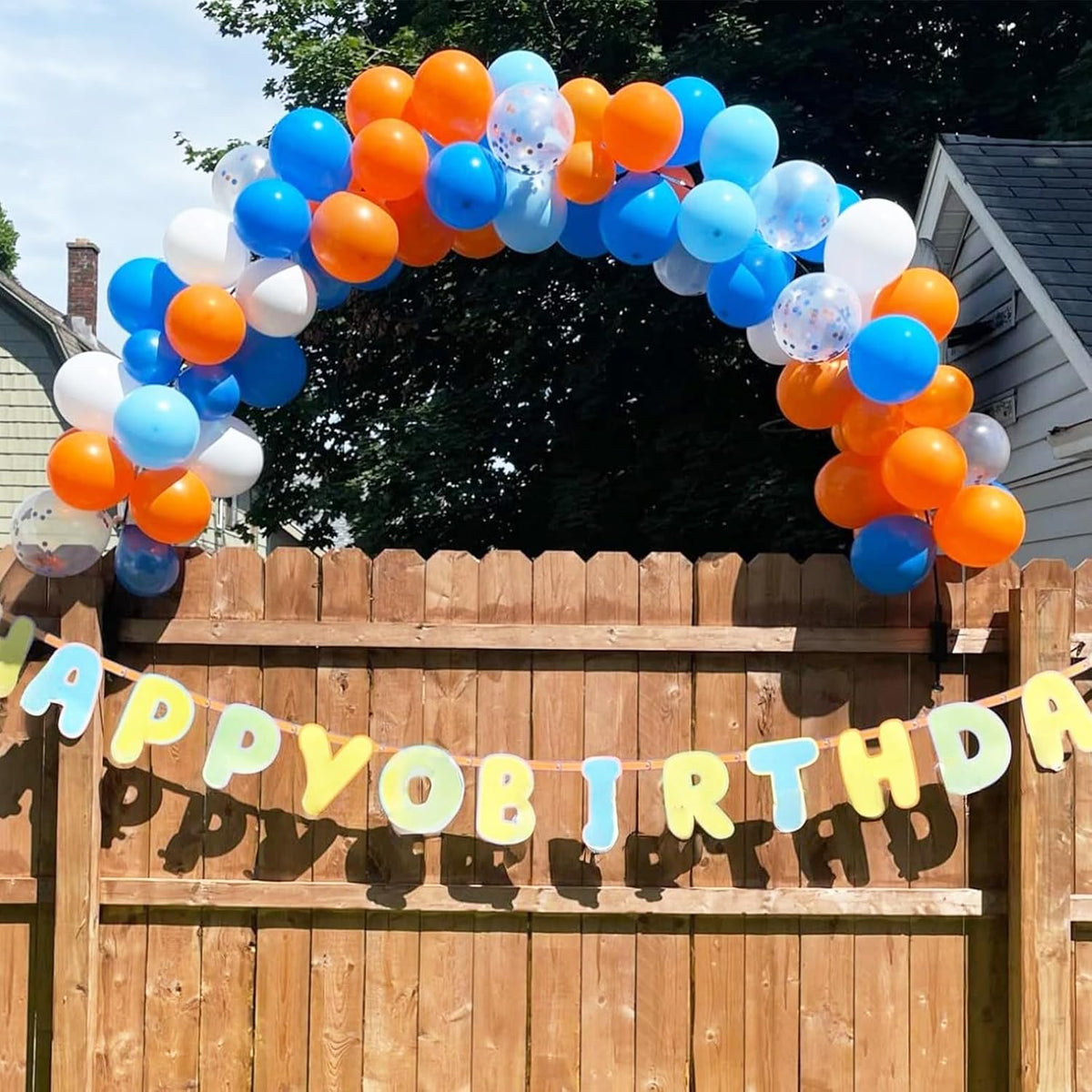 Blue Silver Balloon 12Inch Dark Metallic Blue Silver Confetti Latex - Blue and Orange - image 3