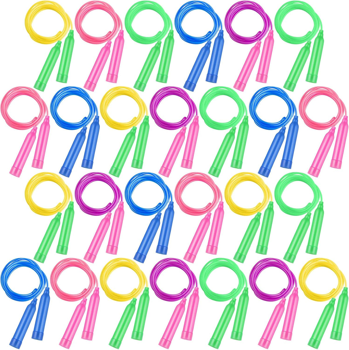 Elcoho kids jump rope set, 36 colorful adjustable skipping ropes with plastic handles
