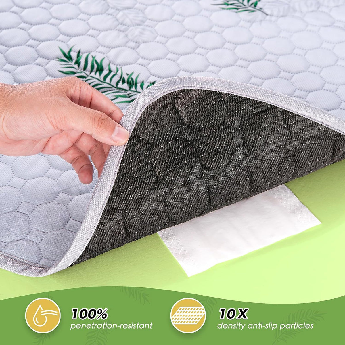 Washable Dog Pee Pads, Non-Slip Waterproof, Feather - Leaf Pattern / 36"x36"(Pack of 2) - image 3