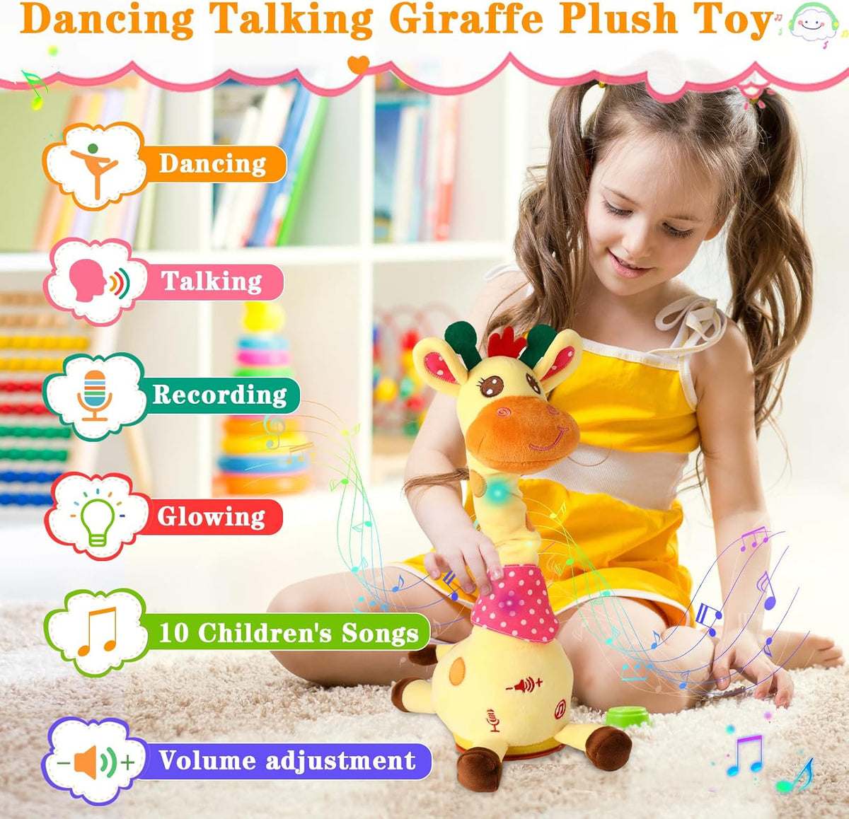 Dancing Talking Giraffe Toy, Singing Giraffe Baby Toys for Kids – Fun for Kids & Family - Giraffe - image 2