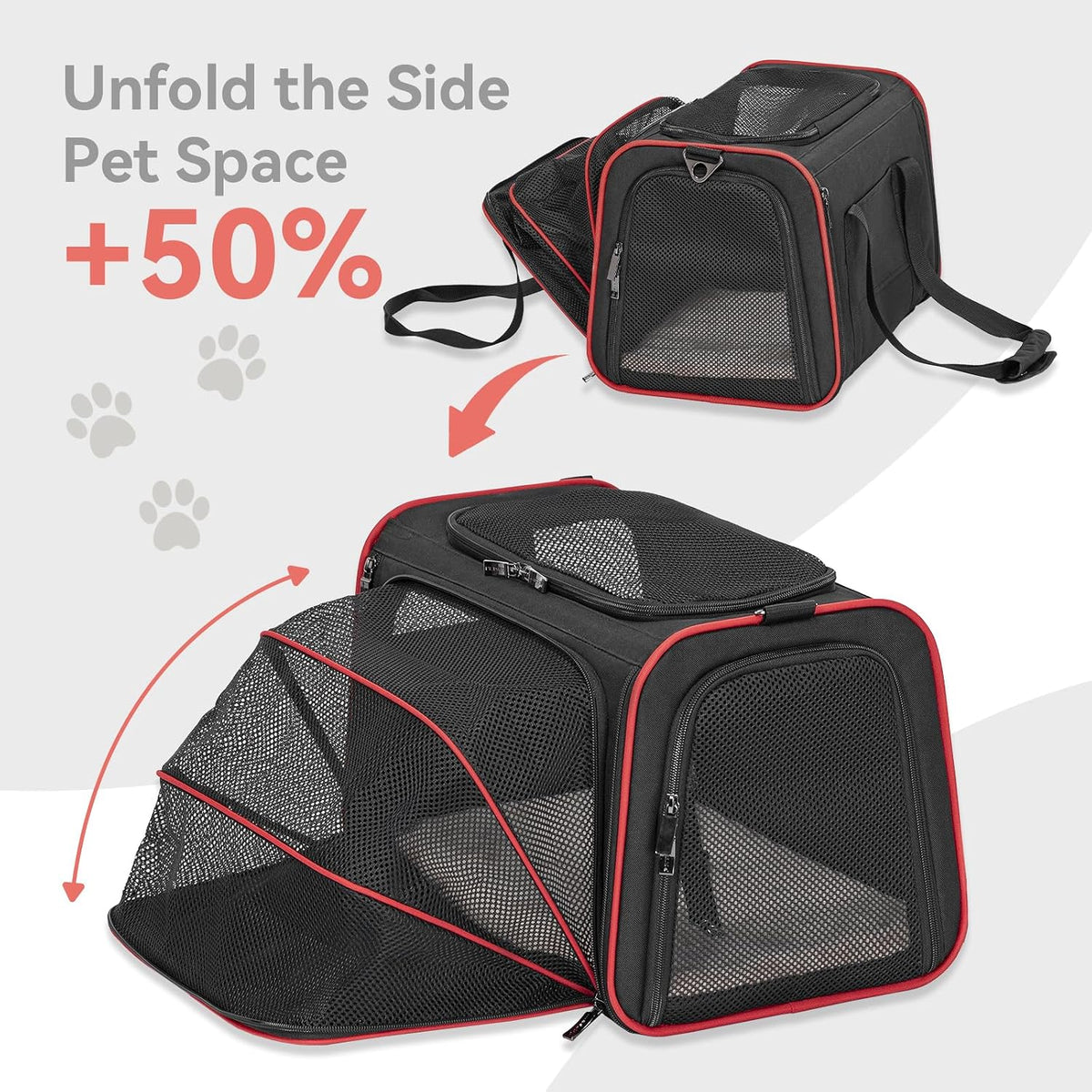 Petsfit Medium Expandable Cat Carrier for Air Travel - 18.9"L x 12.2"W x 12.2"H / Black - image 4