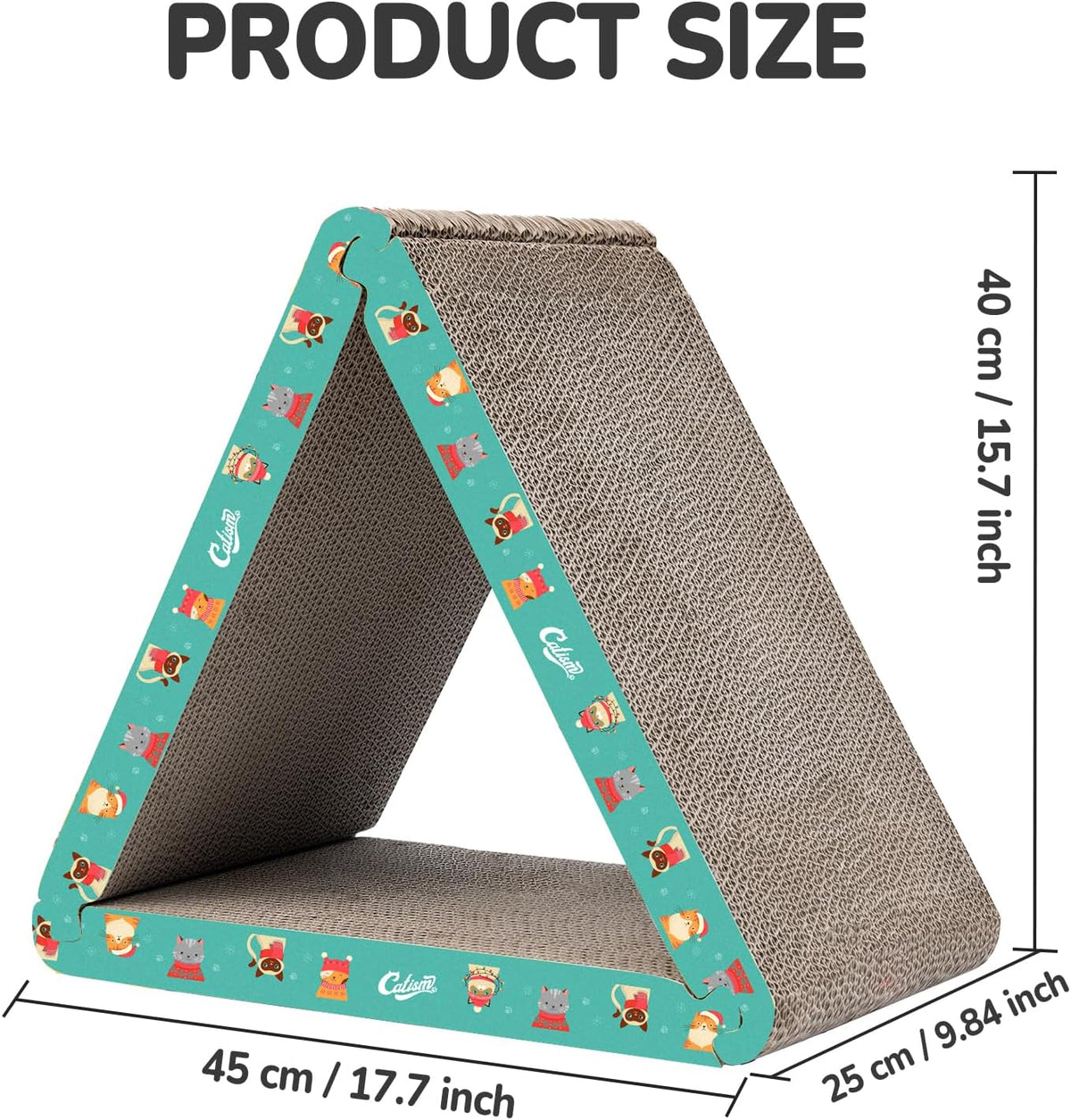 Cat Scratcher Cat Scratching Board, Foldable, Triangle - Green - image 2