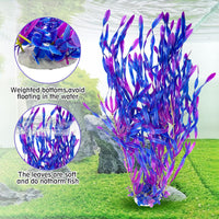 23" Tall Aquarium Plastic Plants - Purple（style C） - image 3