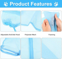 Patelai 5 Pcs Cat Bathing Bag Set Cat Grooming Bag Adjustable Pet Shower Net Muzzles Nail Clipper Tick Remover Tool Massage Brush(Blue)