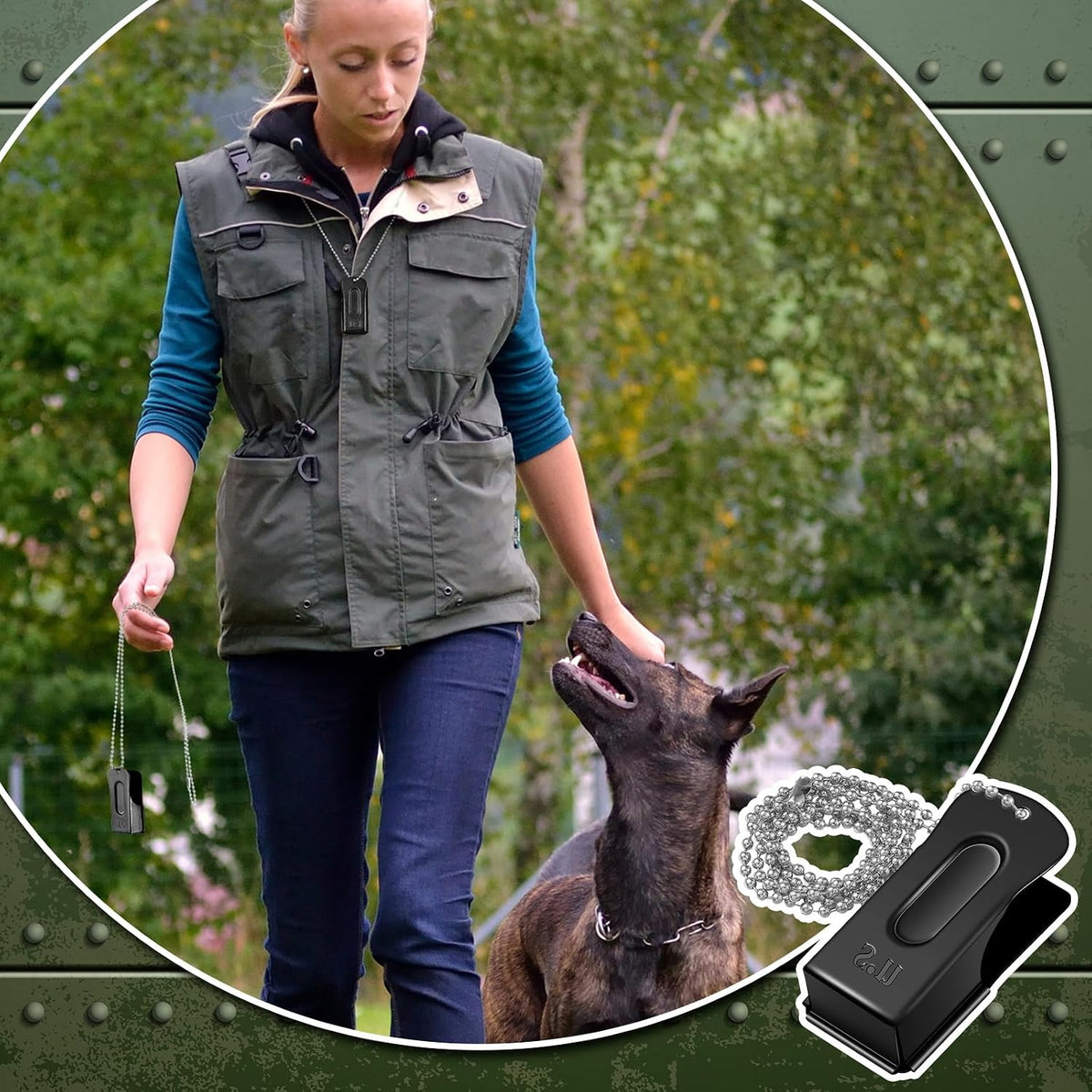 Jenaai 3 Pieces Brass Dog Training Clicker with Chain for Dogs Cats - Black - image 4