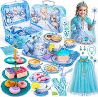 Hohosunlar Kids Tea Party Set for Little Girls Toddlers 3 4 5 6 7 8 – Fun for Kids & Family - Blue Plus