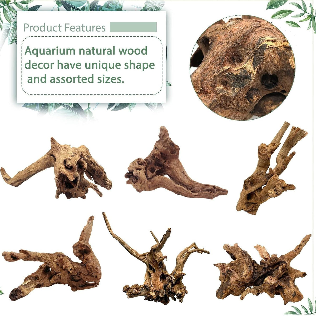 Tfwadmx Natural Driftwood for Aquarium Decor 5-8" Fish Reptile Tank - L: 2 Pack(8 - 12 inches) - image 3