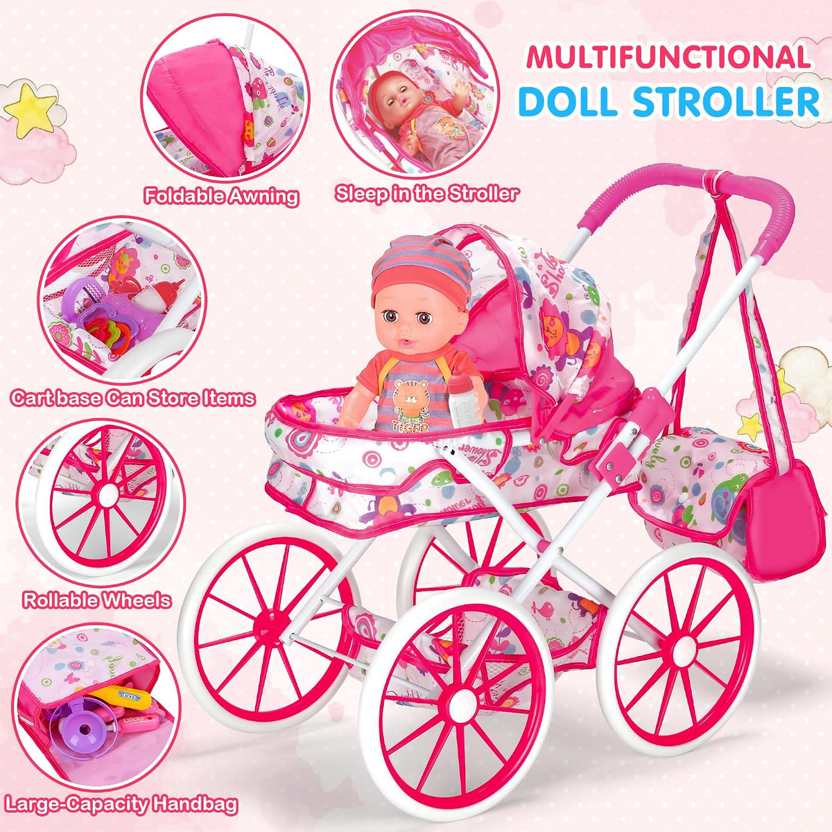 Baby Doll Toys Set, 24PCS Dolls Care Toy Playset for Girls 3-8 Pretend Play – Fun for Kids & Family - 27 Pcs - image 4