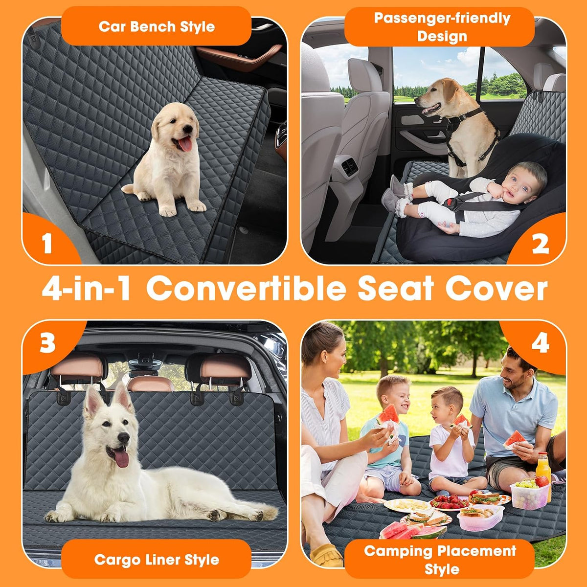 MIXJOY Dog Car Seat Cover - Grey / 53"W x 47"L - image 3