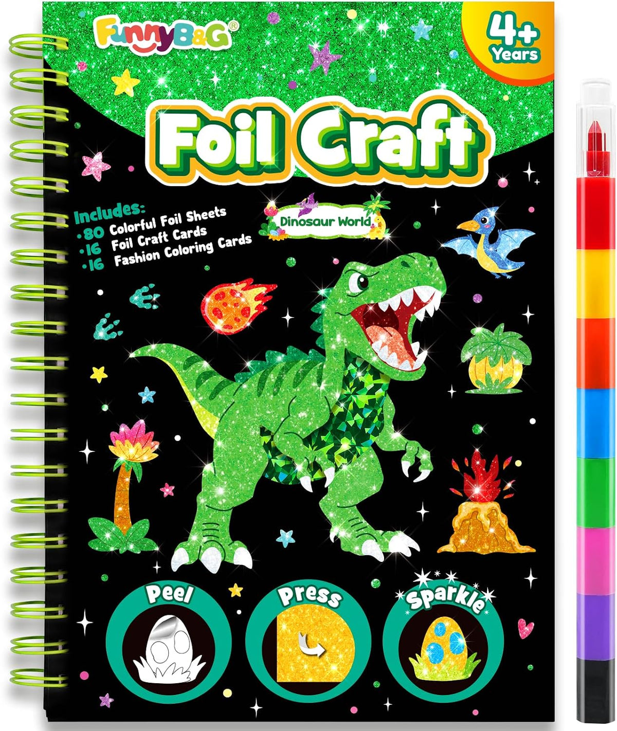 FUNNYB&G Foil Art Craft Kit for Kids - Dinosaur World