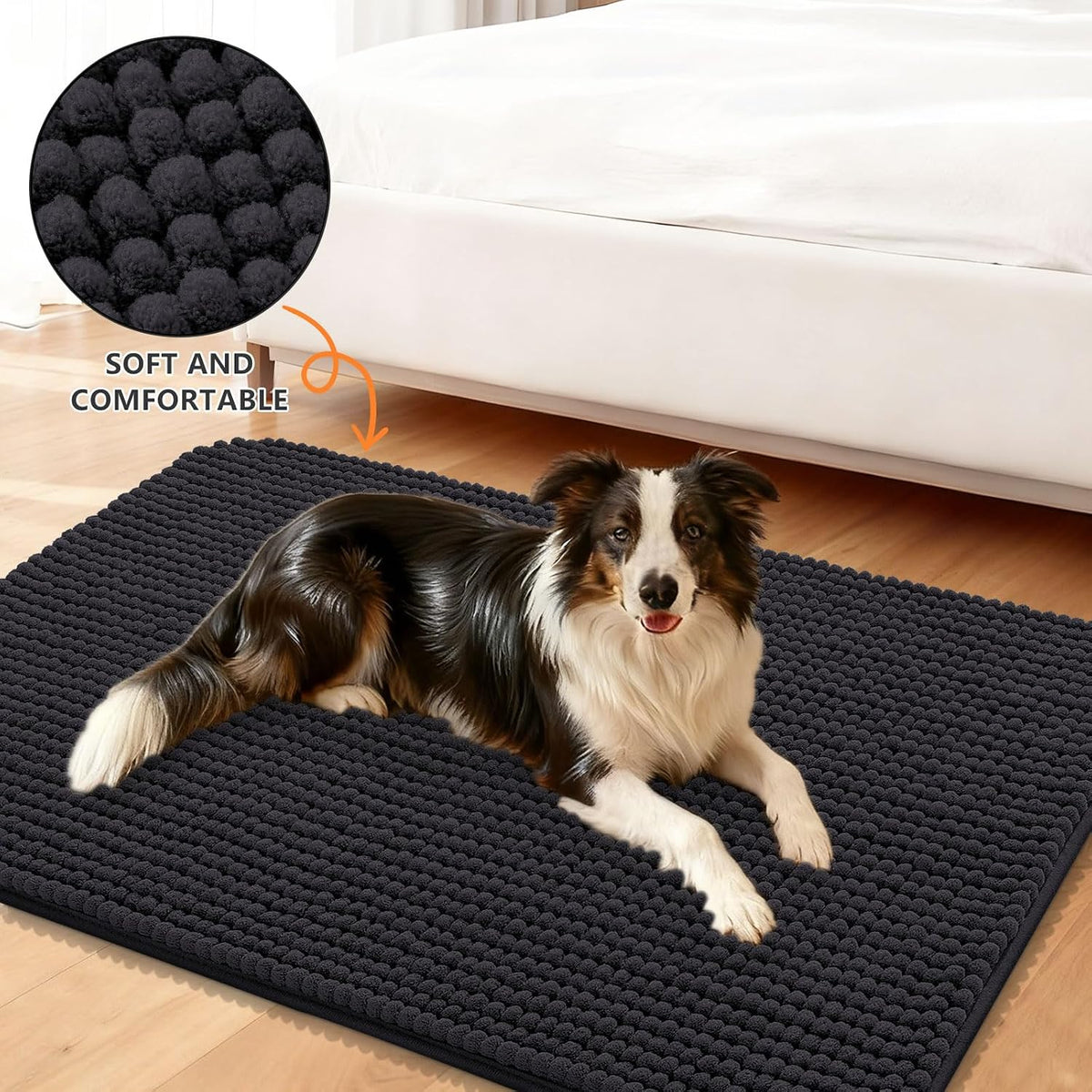 Smiry Dog Door Mat for Muddy Paws 30x20 - 47"X24" / Black - image 2