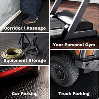 SEAL 5 x 10 Ft Premium Garage Floor Mat, Solid 2.8mm Thickened Black Commercial Grade Heavy Duty Parking Mat for Garage Floor, Golf Cart, Water/Stain Resistant Floor Runner (Embossed Diamond Plate)