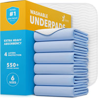 4 Pack Washable Pee Pads for Dogs 34"x36" - Blue/White / 6 Pack - 34x36