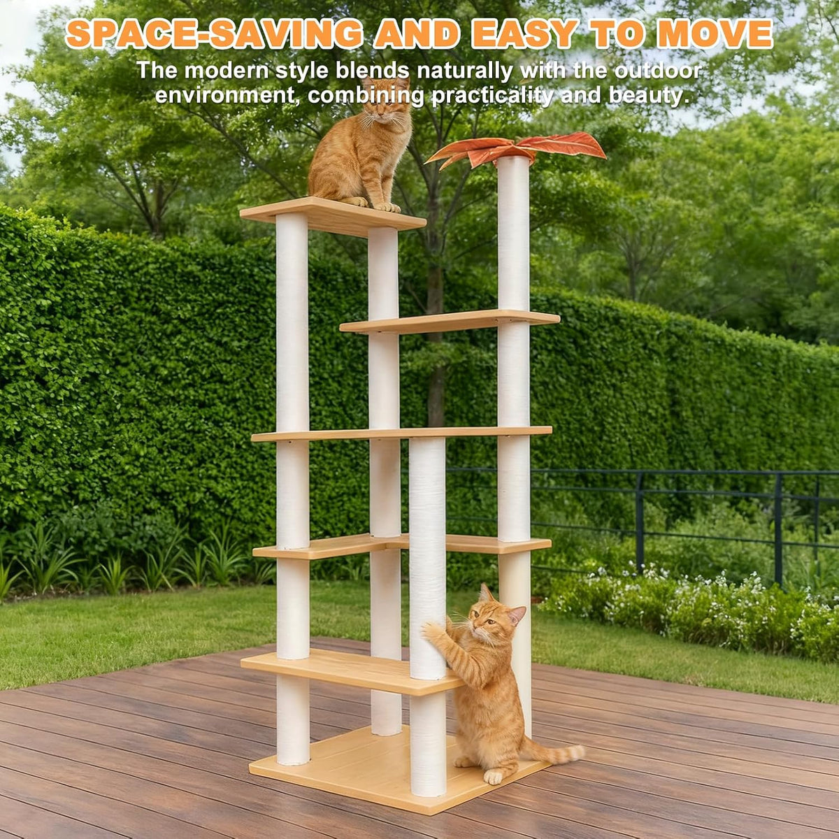 46in 5-Level Cat Tree,Indoor&Outdoor Large Cat Tower with Scratching Posts – Essentials for Cats - CTT-1 - image 2