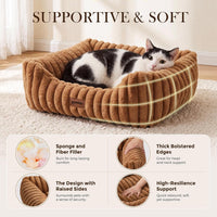 ZOMISIA orthopedic cat bed in faux rabbit fur with raised sides, 25x21 inch - view 4