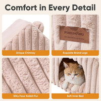 FUKUMARU Cat Bed Cave, Enclosed Washable Covered Dog Bed with Support Frame – Essentials for Cats - Pink Beige / 17 Inch (Cats up to 15 lbs, Dogs up to 10 lbs) - image 4